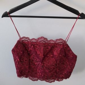 Maroon lace crop tank